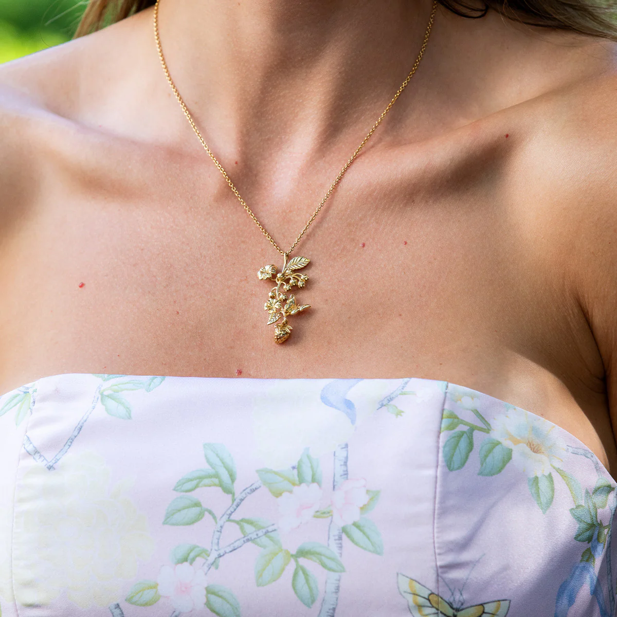 Meadow Walk Bouquet Charm Necklace, 16"+2" - Gold - Image 4
