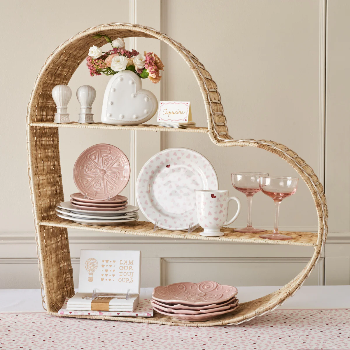 Provence Rattan Heart Shelving Unit - Whitewash - Image 3